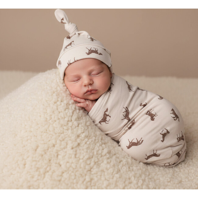 Organic Swaddle Blanket & Hat Set, Horses