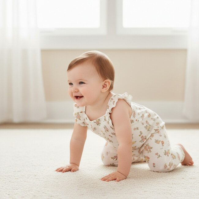 Organic Flutter Romper, Meadow