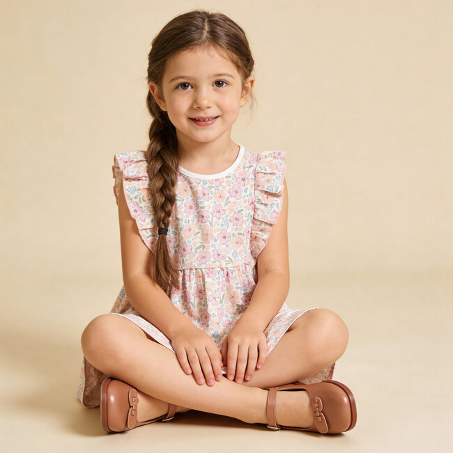 Organic Flutter Dress, Peony