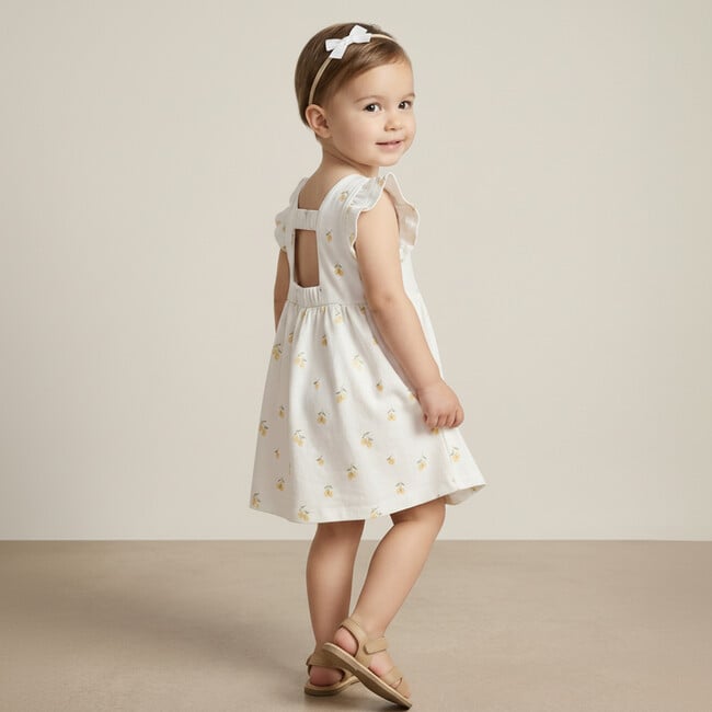 Organic Cutout Back Dress, Lemons - Dresses - 3