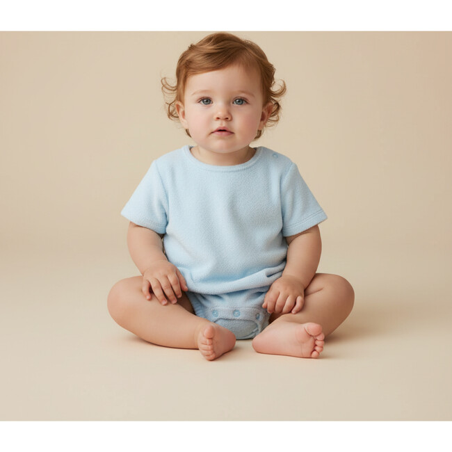 Organic Short Romper, Light Blue