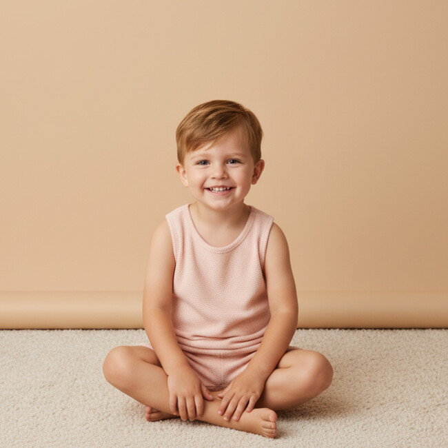 Organic Sleeveless Tee & Shorts Set, Blush