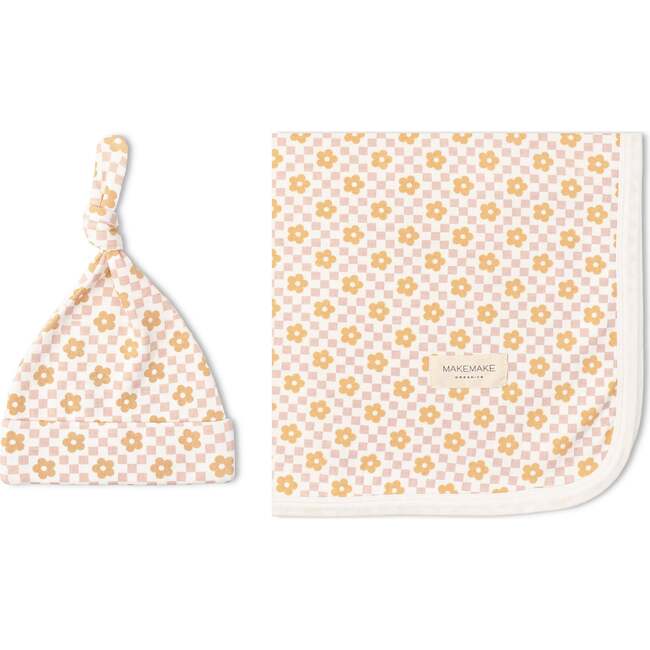 Organic Swaddle Blanket & Hat Set, Pop Floral