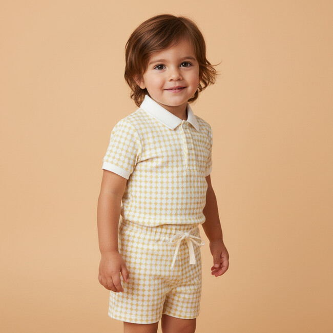 Organic Collar Tee & Shorts Set, Dotty Gingham