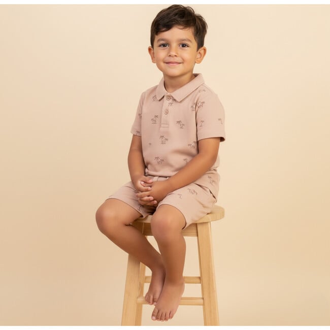 Organic Collar Tee & Shorts Set, Island Palm