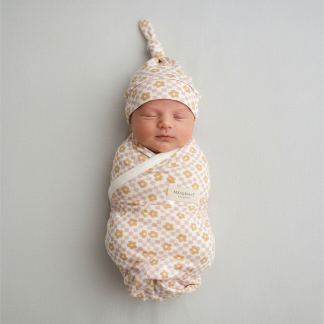 Organic Swaddle Blanket & Hat Set, Pop Floral - Swaddles - 3