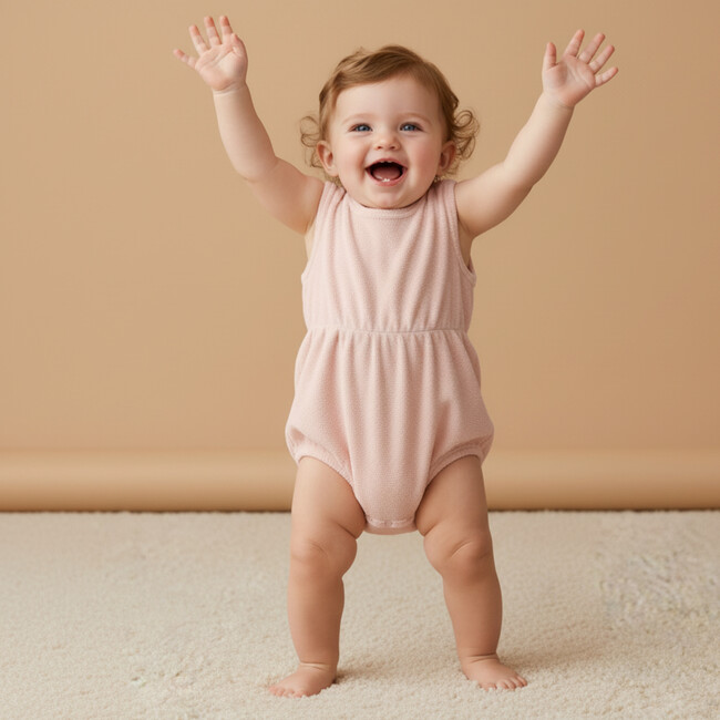 Organic Clinch Romper, Blush