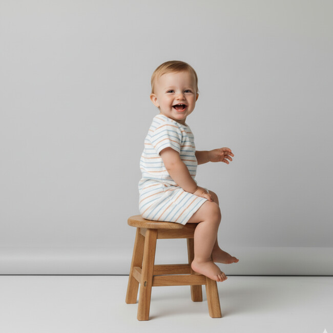 Organic Short Romper, Cabana Stripes
