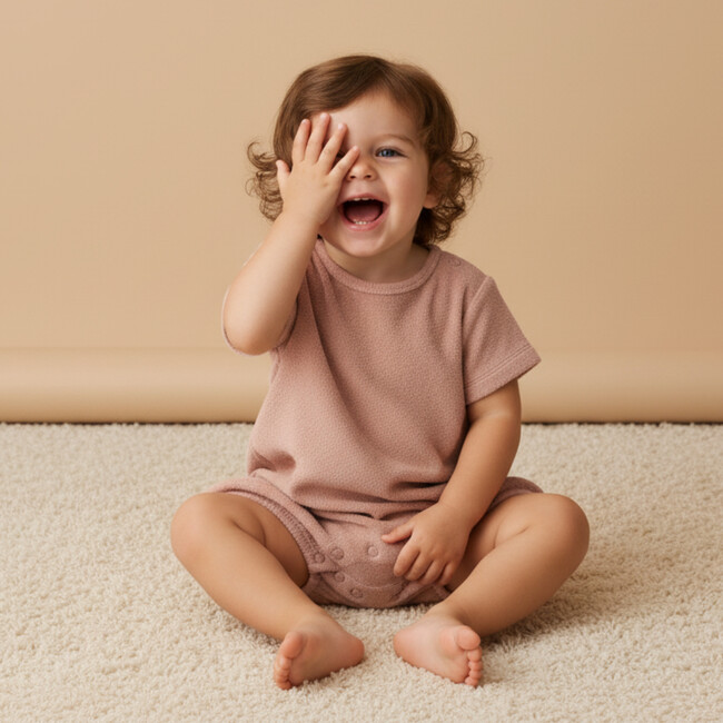 Organic Short Romper, Clay