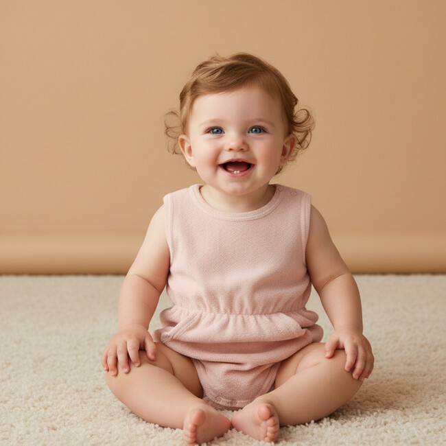 Organic Clinch Romper, Blush