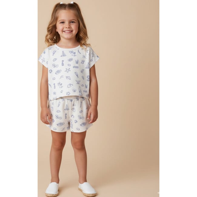 Organic Drop Shoulder Tee & Shorts Set, Coastal