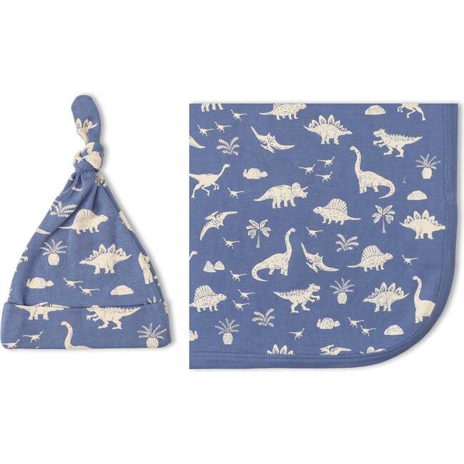 Organic Swaddle Blanket & Hat Set, Dino