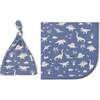 Organic Swaddle Blanket & Hat Set, Dino - Swaddles - 1 - thumbnail