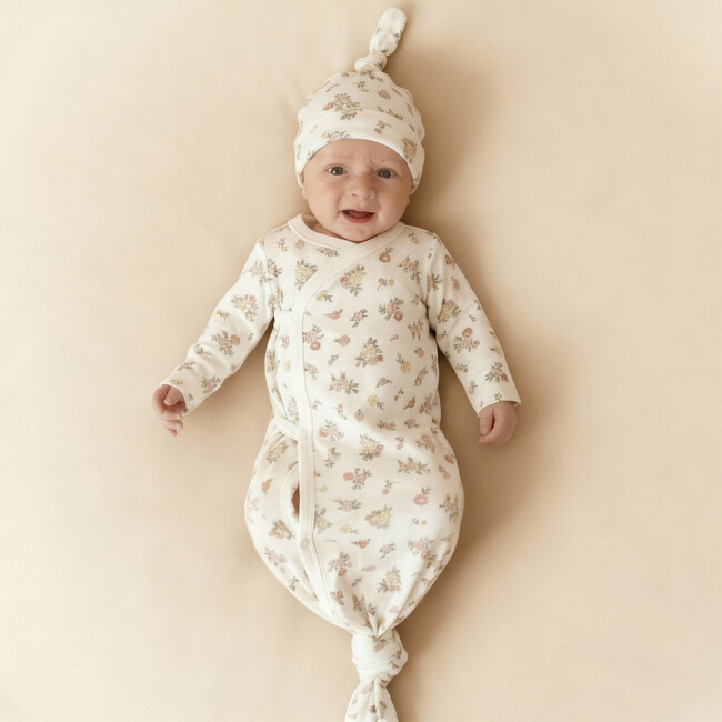 Organic Kimono Knotted Sleep Gown, Meadow