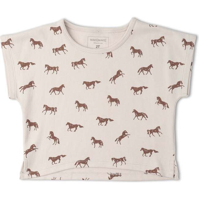 Organic Drop Shoulder Tee & Shorts Set, Horses - Mixed Apparel Set - 3