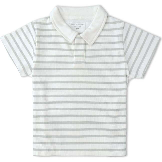 Organic Collar Tee & Shorts Set, Fog Stripes - Mixed Apparel Set - 3