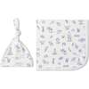 Organic Swaddle Blanket & Hat Set, Coastal - Swaddles - 1 - thumbnail