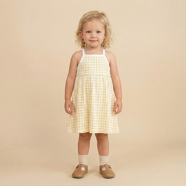 Organic Tie-Back Strap Dress, Dotty Gingham - Dresses - 3