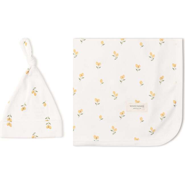 Organic Swaddle Blanket & Hat Set, Lemons