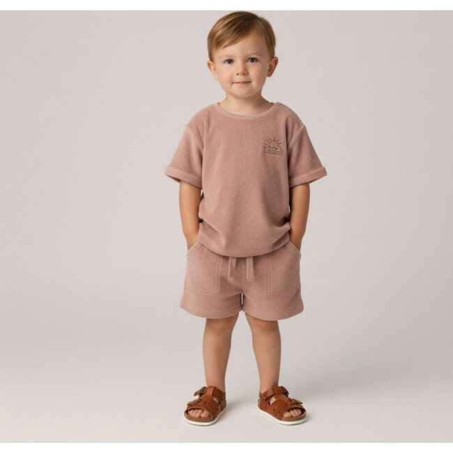 Organic Terry Tee & Shorts Set, Clay