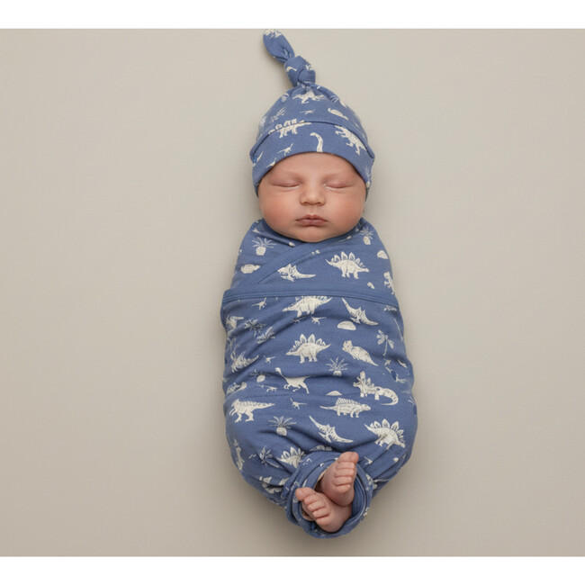 Organic Swaddle Blanket & Hat Set, Dino - Swaddles - 3