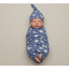 Organic Swaddle Blanket & Hat Set, Dino - Swaddles - 3 - thumbnail