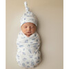 Organic Swaddle Blanket & Hat Set, Coastal - Swaddles - 3