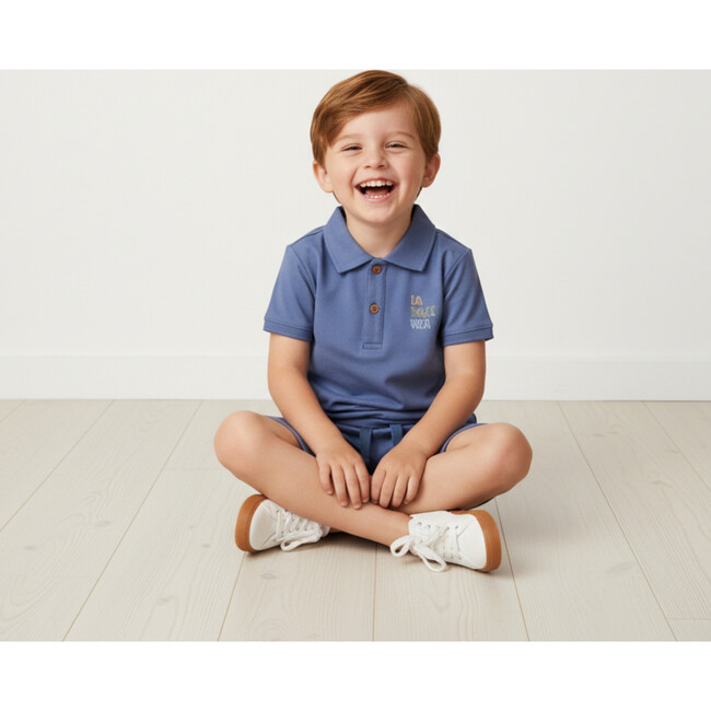Organic Polo Shirt & Shorts Set, Slate