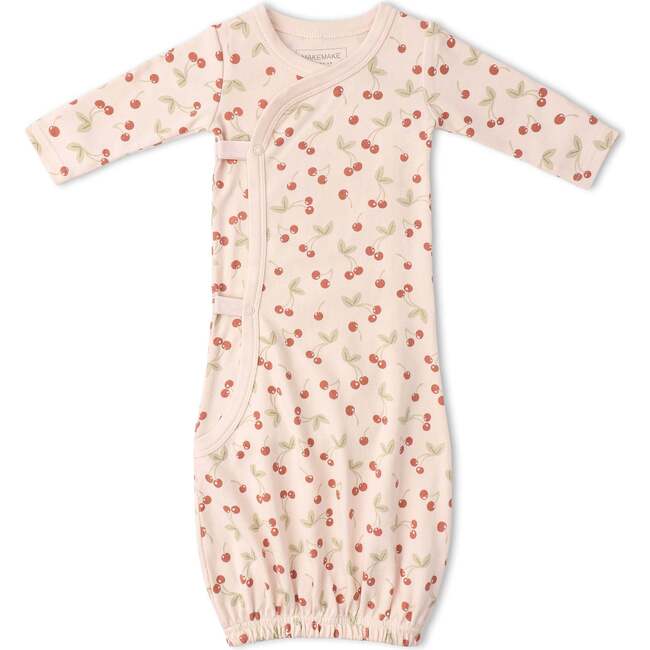 Organic Kimono Infant Sleep Gown, Cherry - Nightgowns - 4