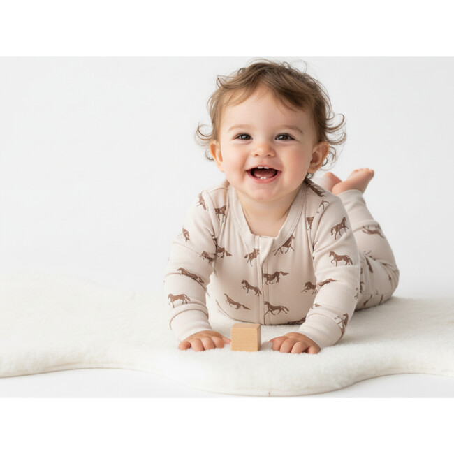 Organic 2-Way Zip Romper, Horses