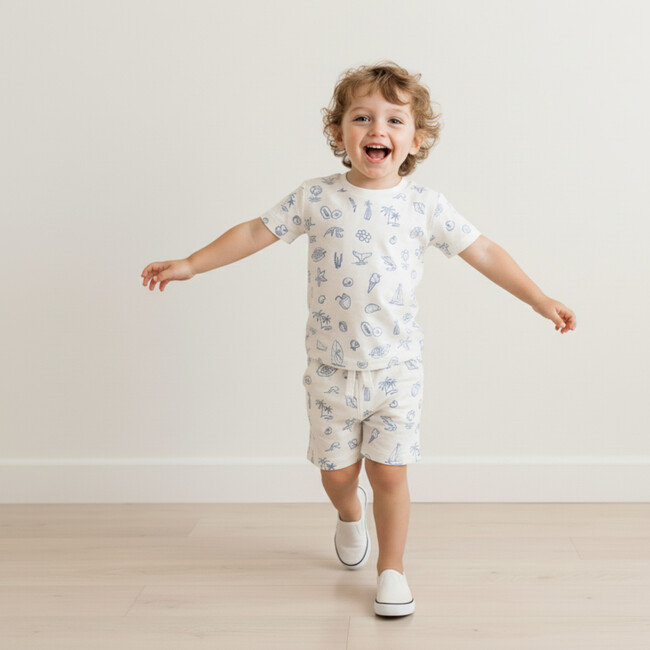 Organic Tee & Shorts Set, Coastal