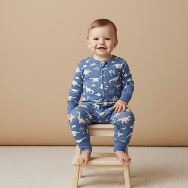Organic 2-Way Zip Romper, Dino
