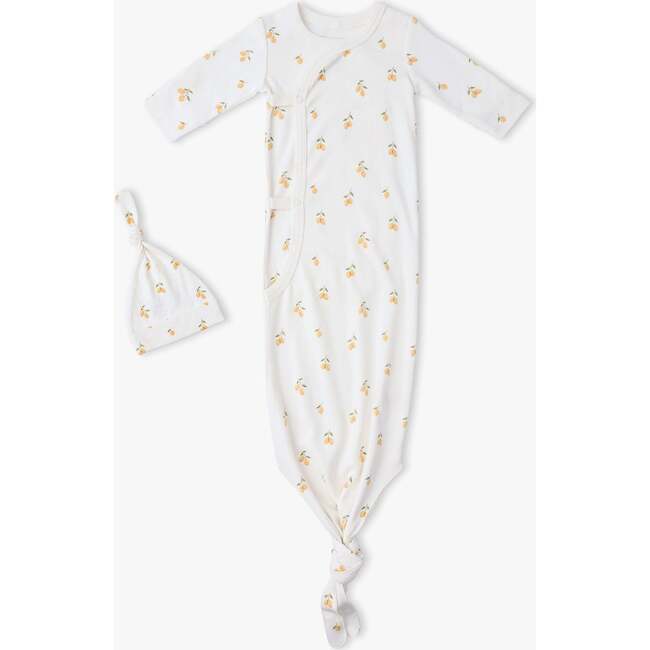 Organic Kimono Knotted Sleep Gown, Lemons
