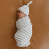 Organic Swaddle Blanket & Hat Set, Fog Stripes - Swaddles - 3