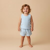 Organic Sleeveless Tee & Shorts Set, Light Blue - Mixed Apparel Set - 1 - thumbnail