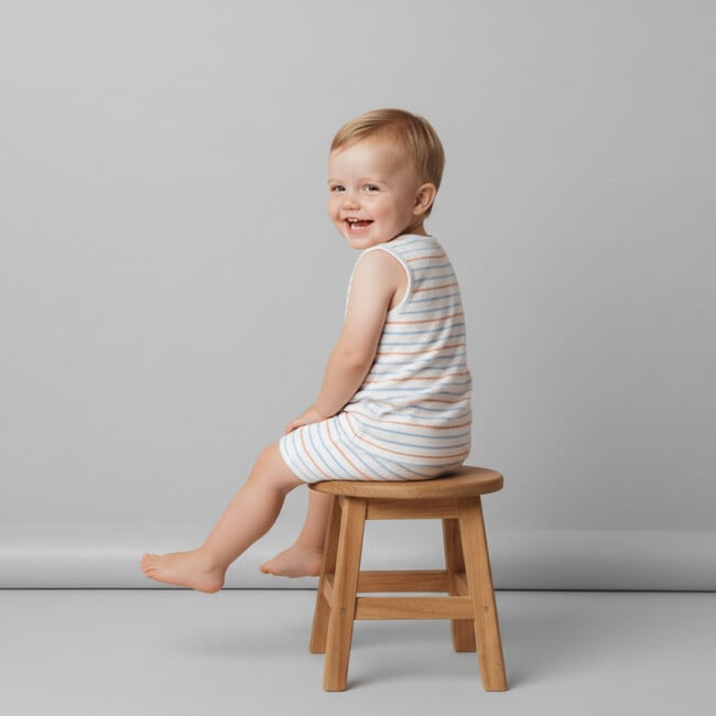 Organic Sleeveless Tee & Shorts Set, Cabana Stripes - Mixed Apparel Set - 3