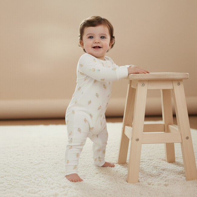 Organic 2-Way Zip Romper, Ice Cream