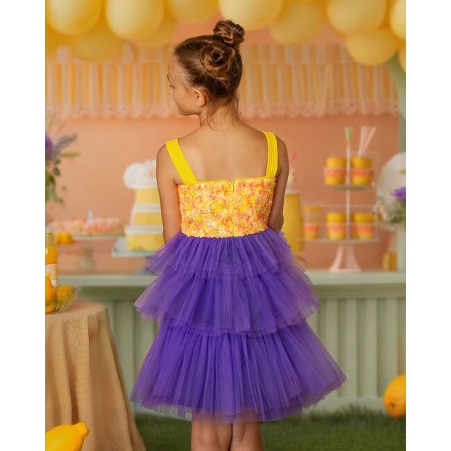 Citrus Bloom Purple Tulle Party Dress, Purple