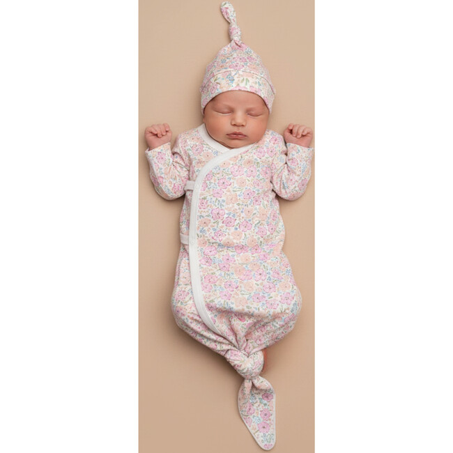 Organic Kimono Knotted Sleep Gown, Peony