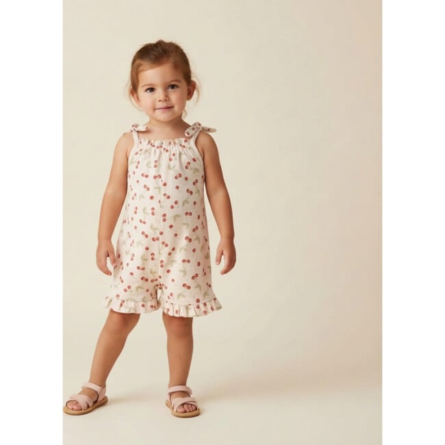 Organic Ruffle Jumpsuit, Cherry