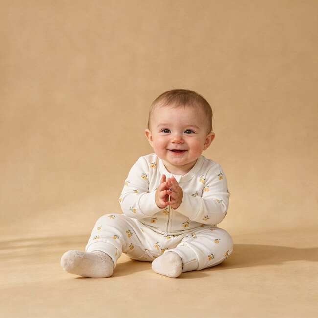 Organic 2-Way Zip Romper, Lemons