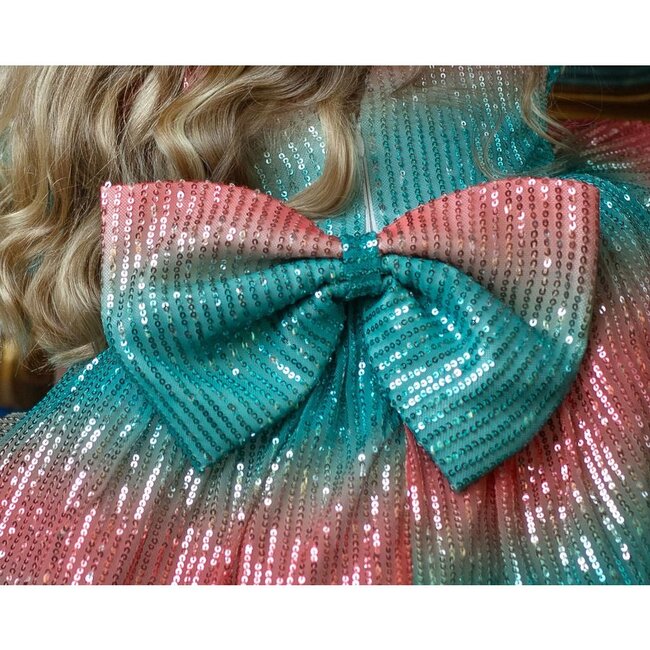 Aqua Sunset Sparkle Dress, Turquoise - Dresses - 6