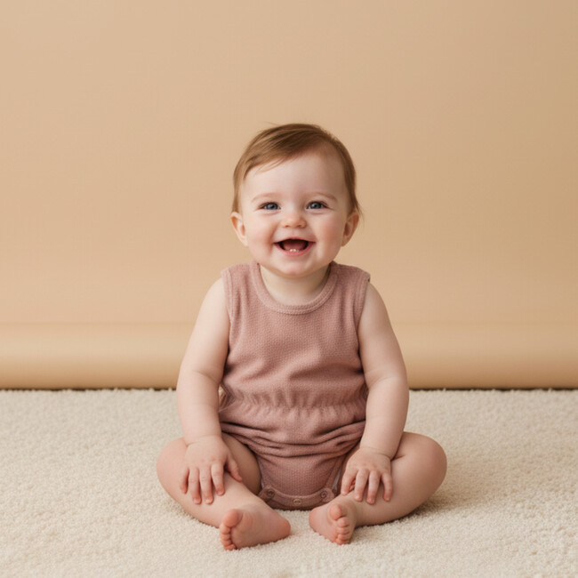 Organic Clinch Romper, Clay