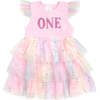 First Birthday Girl Fairy Dust Short Sleeve Tutu Dress, Pink - Dresses - 1 - thumbnail