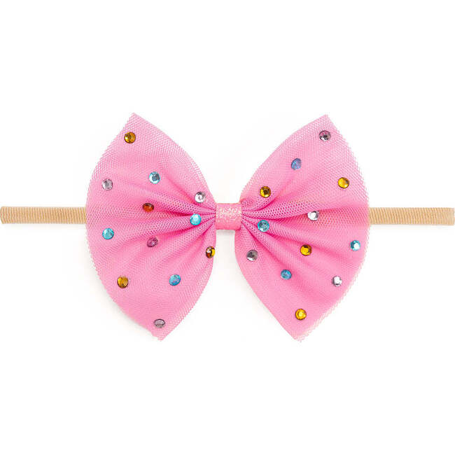 Raspberry Rhinestone Bow Baby Headband, Raspberry