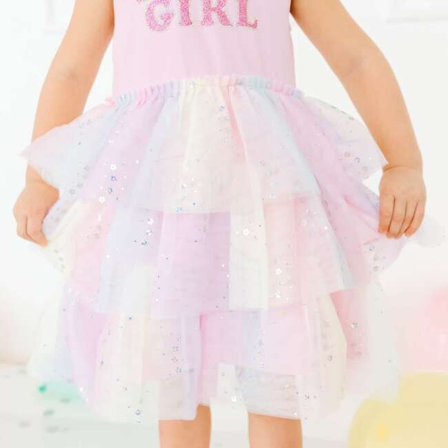 Birthday Girl Fairy Dust Short Sleeve Tutu Dress, Pink - Dresses - 3