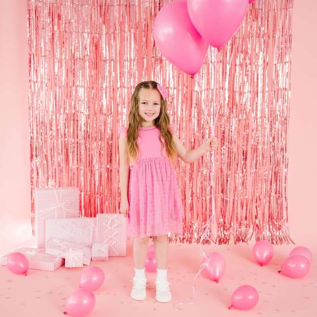 Raspberry Rhinestone Short Sleeve Tutu Dress, Raspberry