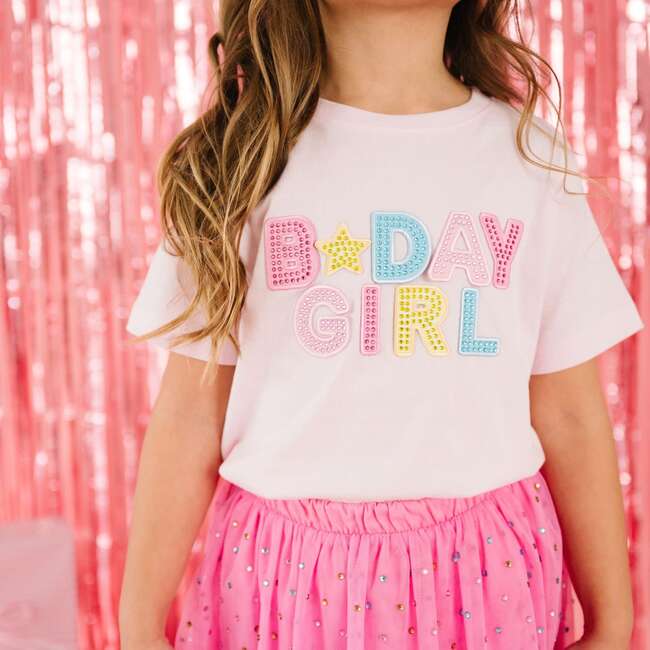 Birthday Girl Rhinestone Patch Short Sleeve T-Shirt, Ballet - T-Shirts - 3