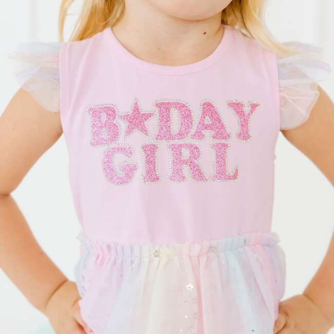 Birthday Girl Fairy Dust Short Sleeve Tutu Dress, Pink - Dresses - 4