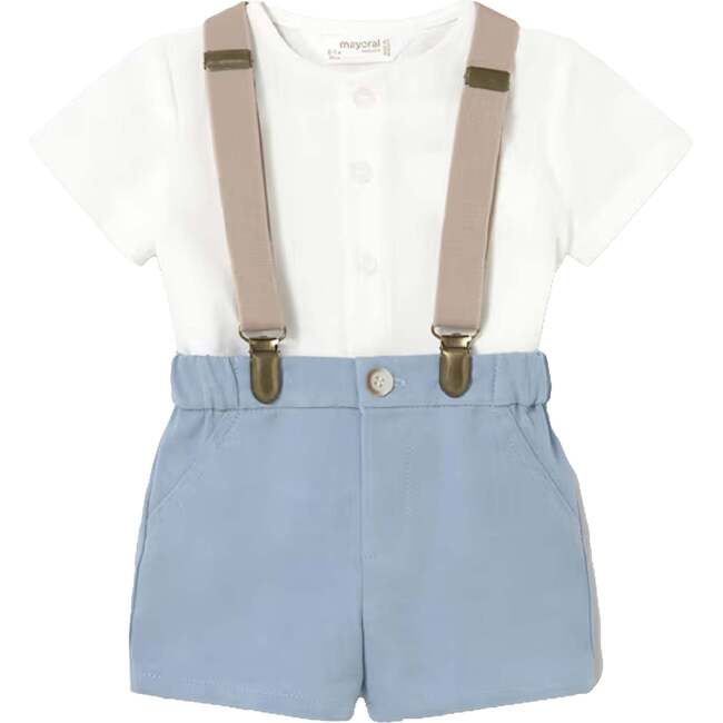 Suspenders Set, White & Blue